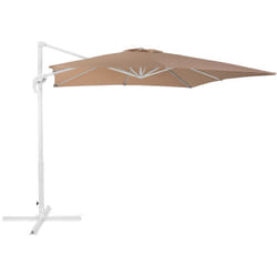Beliani - Parasol de Jardin ou de Terrasse Carré Beige Marron avec Pied Blanc, Toile 250 x 250 cm cm Anti uv et Rotation à 360°