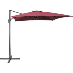 Beliani - Parasol de Jardin ou de Terrasse Carré Rouge Bordeaux avec Pied Déporté Noir, Toile 250 x 250 cm cm Anti uv et Rotation à 360°