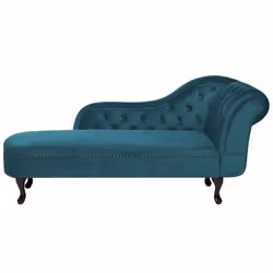 Méridienne Chesterfield en velours vert canard côté droit NIMES