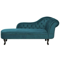 Méridienne Chesterfield en velours vert canard côté droit NIMES