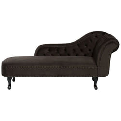 Beliani - Chaise longue en velours marron côté droit style Chesterfield NIMES