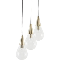Beliani - Lustre Suspension Set de 3 Lampes de Plafond en Verre et Métal Couleur Laiton 3 Ampoules E27 Max 40W Éclairage pour Salle à Manger Moderne
