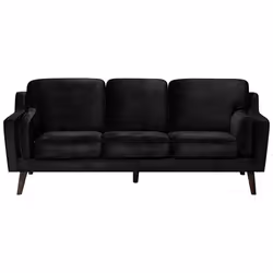 Canapé 3 places en velours noir LOKKA - BELIANI - Contemporain - Design - Fixe