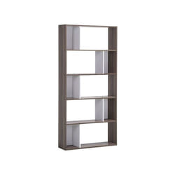 Bibliothèque à 5 étages effet bois foncé / blanc ORILLA