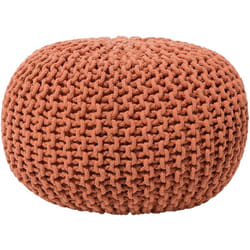 Pouf Rond en Coton Rouille à Billes de Polystyrène Accessoire d'Intérieur Conrad