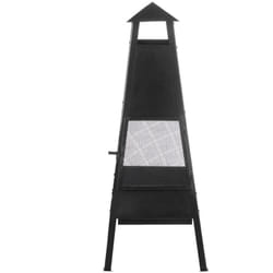 Cheminée de Jardin en Acier Noir 41 x 41 x 100 cm avec Accessoires, Braséro au Design Traditionnel et Minimaliste Beliani