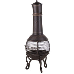 Beliani - Cheminée de Jardin Ronde en Acier Couleur Bronze 37 x 37 x 105 cm avec Accessoires, Braséro de Style Ancien et Traditionnel à Tendance Vintage