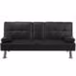 Canapé convertible 3 places en tissu noir ROXEN