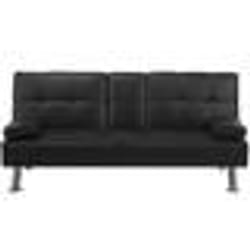 Canapé convertible 3 places en tissu noir ROXEN