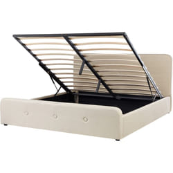Beliani - Sommier Lit Double avec Rangement 180 x 200 cm en Tissu Beige Style Moderne Rennes