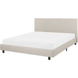 Lit Double en Tissu Beige 160 x 200 cm Elégant et Moderne pour Chambre au Style Contemporain ou Minimaliste Beliani