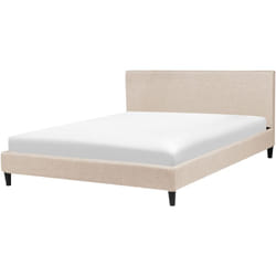 Beliani - Lit Double en Tissu Beige 160 x 200 cm Design Minimaliste avec Touche Rétro pour Chambre Moderne ou Scandinave