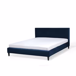 Lit double en velours bleu foncé - Beliani - Fitou - Style classique - Dimensions 160x200 cm