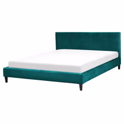 Lit double en velours vert foncé 160x200 cm FITOU