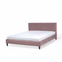 Lit double en velours rose FITOU - BELIANI - 160x200 cm - Classique - Intemporel - A lattes