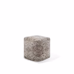 Pouf vintage Meerut - Beliani - 42 x 42 cm - Tissu coton - Gris