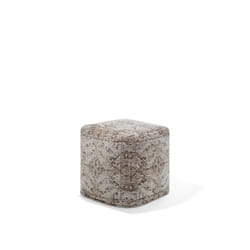 Pouf vintage Meerut - Beliani - 42 x 42 cm - Tissu coton - Gris