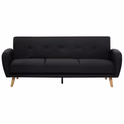 Canapé convertible 3 places en tissu noir FLORLI