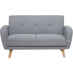 Canapé-Lit Convertible Moderne 2 places Pieds Bois Hévéa Rétro en Tissu Rembourré Gris Clair Florli
