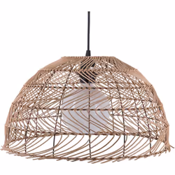 Lampe suspension en rotin clair en demi cercle. La lampe suspendue en rotin est le moyen le plus simple de créer une décorati ...