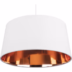 Lampe suspension blanche et cuivrée au style moderne. Cette lampe suspension universelle apportera à votre intérieur une touc ...