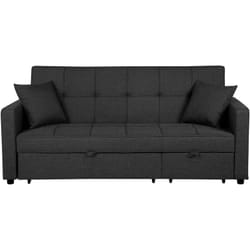 Canapé Convertible 3 Places en Tissu Gris Foncé avec Espace de Couchage Confortable pour Salon Contemporain Beliani
