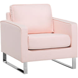Fauteuil Tapissé en Tissu Rose sur Cadre en Acier Inox Design Ultra Moderne Idéal pour Salon au Style Contemporain Beliani