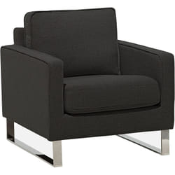 Fauteuil Tapissé en Tissu Gris Foncé sur Cadre en Acier Inox Design Ultra Moderne Idéal pour Salon au Style Contemporain Beliani