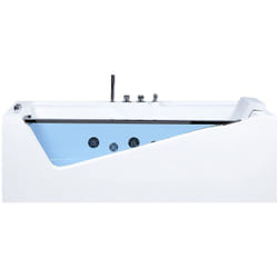Baignoire Balnéo de Forme Rectangulaire en Acrylique avec Chromothérapie 2 Appui-Têtes Surface Vitrée Bleuté et une Capacité de 300 Litres Max Beliani
