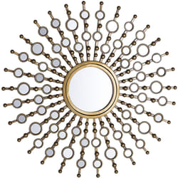 Miroir Mural au Style Versaillais en Forme de Soleil avec Ornement en Métal Doré et Verre pour Salon ou Salle d'Entrée Beliani
