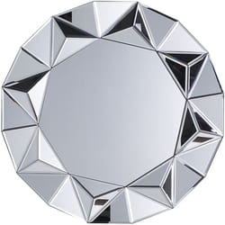 Miroir Mural de Forme Ronde 77 cm de diamètre avec Cadre en Panneau à Particule Argenté Motif Abstrait pour Salon et Hall d'Entrée Beliani