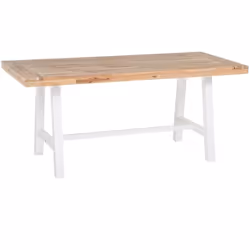 Table d'extérieur. Dotée d'un design simple mais moderne, cette table est composée d'un plateau de table en bois d'acacia et  ...