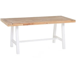 Table 170x80 cm de Jardin en Bois d'Acacia Blanc et Bois Clair Style Rustique Scania