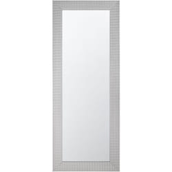 Miroir Mural Glamour avec Cadre en Plastique Couleur Argentée de Forme Rectangulaire 50 x 130 cm Beliani