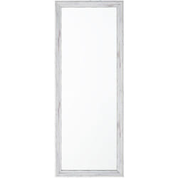 Miroir Mural Rectangulaire 130 x 50 cm avec Cadre en Plastique au Style Rétro en Plastique Imitation Bois Vieilli Gris et Blanc pour Chambre Beliani