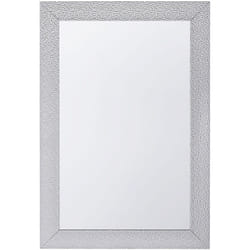 Miroir Mural au Style Moderne avec Cadre en Plastique Couleur Argentée de Forme Rectangulaire 61 x 91 cm pour Salon Beliani