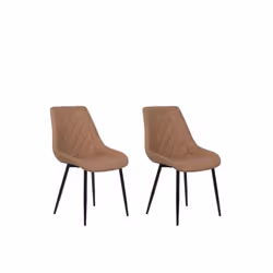 Lot de 2 chaises de salle à manger en cuir PU marron doré MARIBEL