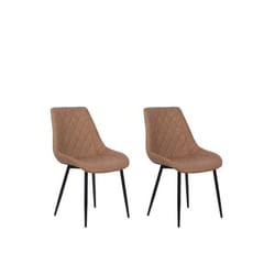 Lot de 2 chaises de salle à manger en cuir PU marron doré MARIBEL
