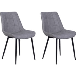 Beliani - Lot de 2 Chaises Repas Salle à Manger Moderne en Cuir pu Gris et Pieds en Métal Poudrés Noirs Melrose ii