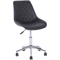 Chaise de Bureau Moderne Pivotante Réglable en Cuir PU Noir et Pieds en Métal Chromés Argenté Maribel