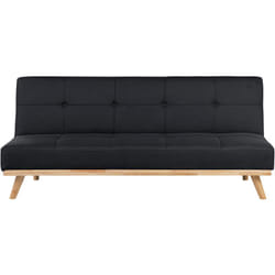 Canapé Lit 3 Places en Tissu Noir avec Espace Couchage Confotable pour Salon Moderne Beliani