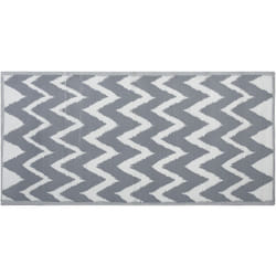 Beliani - Tapis d'Extérieur Gris et Blanc en Polypropylène Motif Chevron pour Terrasse au Style Moderne 90 x 180 cm