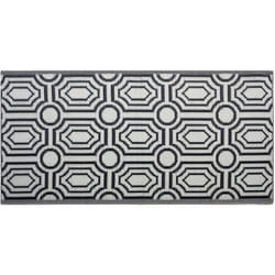 Beliani - Tapis d'Extérieur Noir et Blanc en Polypropylène pour Terrasse au Style Moderne 90 x 180 cm