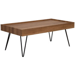 Table Basse Rectangulaire 100 x 60 cm Plateau en mdf Effet Bois et Pieds en Métal Noir de Style Rétro pour Salon Moderne ou Minimaliste Beliani