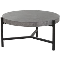Table Basse Ronde avec Plateau Effet Béton et Pieds Noirs pour Salon au Style Moderne et Industriel Beliani