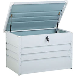 Beliani - Coffre de Rangement Extérieur 100 x 62 cm 300 Litres en Acier Galvanisé Blanc Idéal pour les Accessoires de Jardin Durable et Décoratif