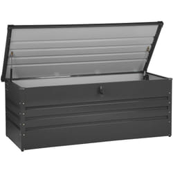 Coffre de Rangement Extérieur 165 x 70 cm 600 Litres en Acier Galvanisé Gris Foncé Idéal pour les Accessoires de Jardin Durable et Décoratif Beliani