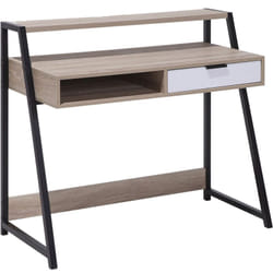 Beliani - Bureau 100 x 50 cm Couleur Bois Clair et Acier Noir avec espace de Rangement et un Tiroir Blanc de Style Moderne et Minimaliste