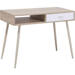 Beliani - Bureau Couleur Bois Clair 100 x 48 cm avec 1 Tiroir Blanc et Espace de Rangement de Style Sancandinave pour Intérieur Moderne ou Minimaliste