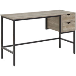 Beliani - Bureau Effet Bois Foncé 120 x 48 cm avec Structure en Acier Noir et 2 Tiroirs de Design Industriel pour Intérieur Moderne